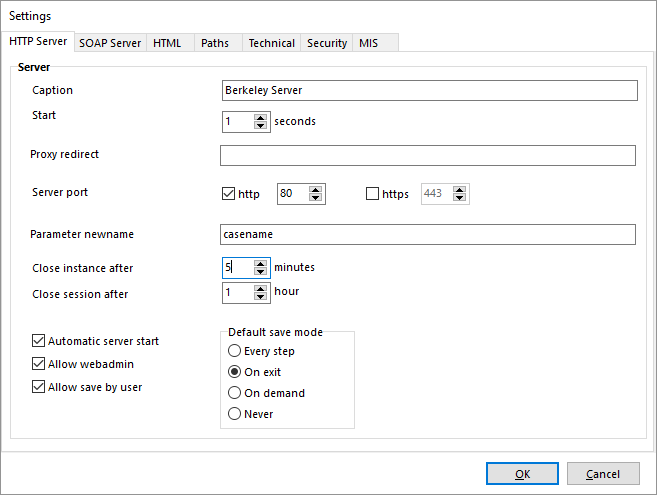 Settings: HTTP Server